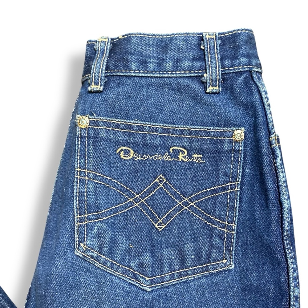 Vintage 80s Oscar De La Renta Embroidered High Rise Straight Leg Jeans Size 25 - Picture 8 of 10